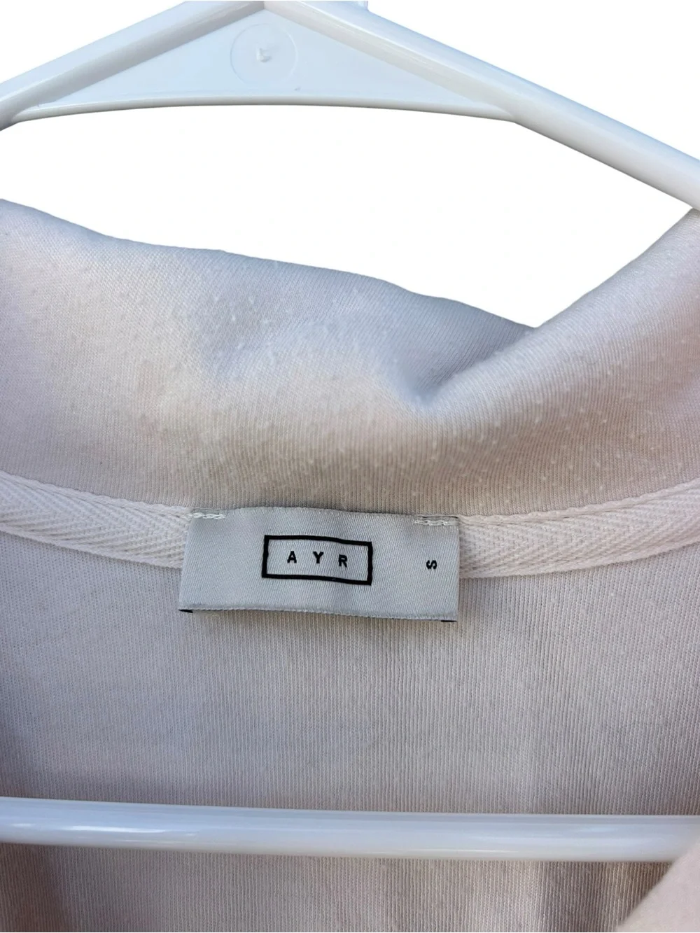 AYR Soft Cream Polo-Style V-Neck Sweatshirt - Size Small - Pima Cotton - Picture 6 of 11